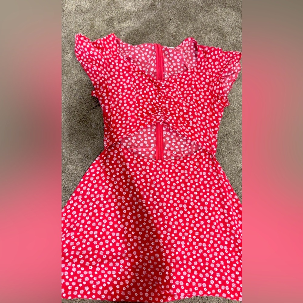 Floral Pink Cut Out Mini Dress
